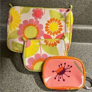 Clinique Floral Accessory Pouches - Pink, Orange, Yellow
